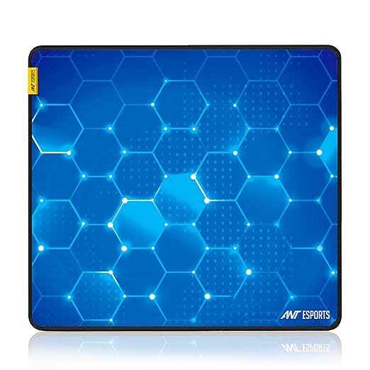 Ant Esports Hexa Mouse Pad, Anti-fray Stitching, Waterproof Surface & Non-Slip Rubber Base with Stitched Edges Gaming Mouse Mat for Laptop, Compatible with Laser and Optical Mice  -  Blue Hexagon