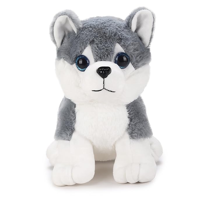 Plush Husky Dog Soft Toys for Kids, Stuffed Animal with Blue Eyes, Fluffy Toy, 30 CM