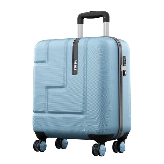 [Apply Coupon] - Safari Aviator 50 cm Cabin Overnighter Laptop Trolley Bag, Hard Case Polycarbonate, TSA Lock, 8 Wheels 360 Degree Wheeling Carry on Luggage, Suitcase for Travel, Trolley Bags for Travel, Pearl Blue