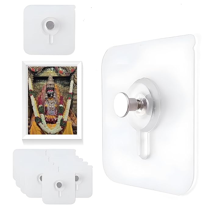 SHITHI Self Adhesive Photo Frame Wall Hooks 10 PCS Heavy Duty Stainless Steel Strong Transparent Nail Free for Hanging Photo Frame/Wall Clock/Kitchen Accessories Items