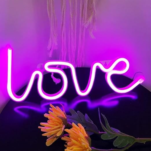 Amazon Brand - Umi Pink Love LED Neon Sign | USB & Battery Powered | Chic Decorative Light for Bedroom, Living Room & Romantic Gifts