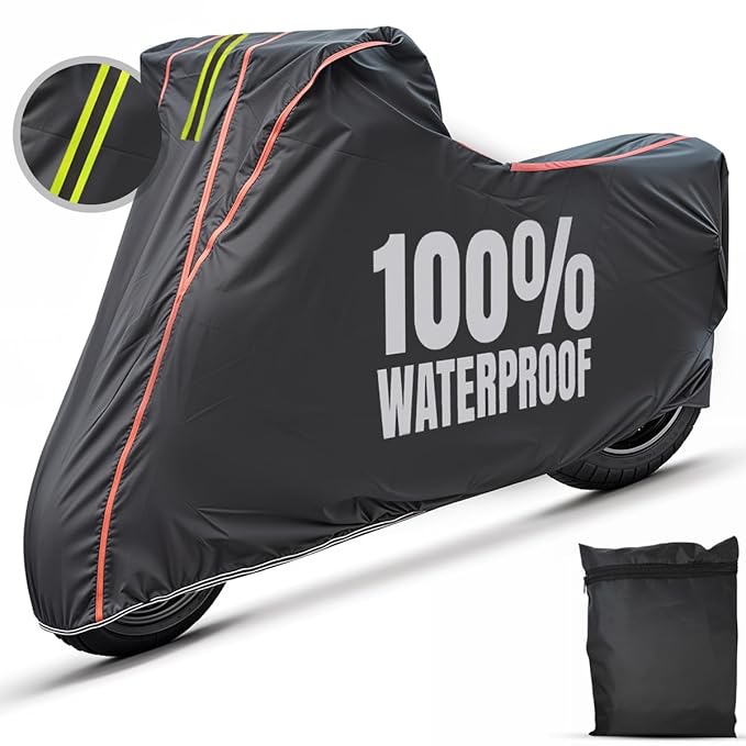 Yearwell 100% (Tested) Waterproof Bike Cover Dustproof UV Protection Bike Body Cover for All Two Wheeler Bikes with Carry Bag Compatibility For All Bikes upto Pulsar 180cc Size)