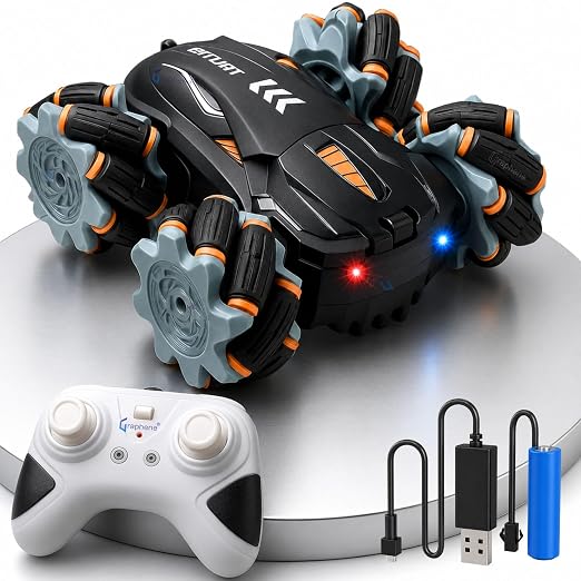 GRAPHENE 4X4 Remote Control Drift Stunt Car 4WD Racing Fall Resistant RC Car 360° Rotating Dual Sided Climbing High-Speed Tumbling Cross-Country Battle Off Road Rechargeable Adults Boy Girl