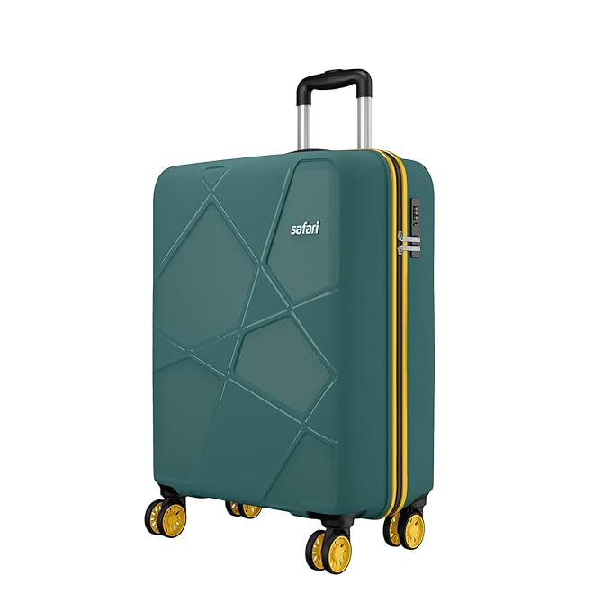 Safari Pentagon Neo 8 Wheels 55Cm Cabin Trolley Bag Hard Case Polypropylene, 360 Degree Wheeling Carry on Luggage, Suitcase for Travel, Trolley Bags for Travel, Sage Green