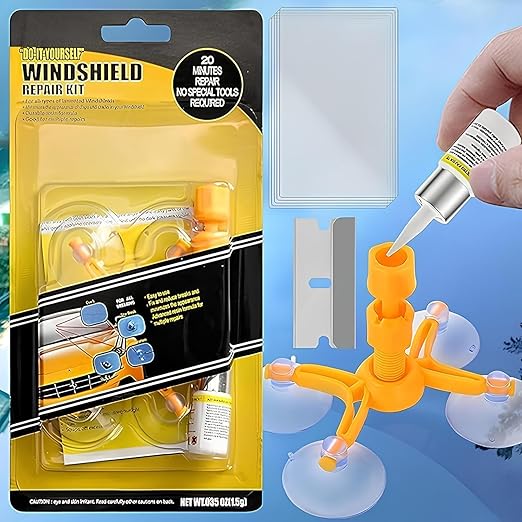 [Apply Coupon] - COALITION Windshield Repair Kit for Chips, Cracks, Bulls-Eye, Star-Shaped, Half-Moon & Nicks Auto Glass Repair Tool Set for Quick, Easy Scratch Fix & Polishing for Car Windshield (Pack of 1)