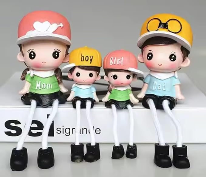 VRB Dec 4 Pcs Hanging Legs Showpiece Cute Boy & Girl,Toy Cute Couple Figurines/Leg Hanging Dolls /Decorative Items For Home Decor,Valentine Gift For Girlfriend,Boyfriend (Model-03),Multicolour