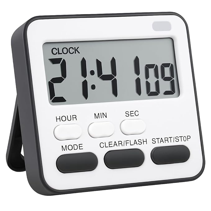 CBK Digital Kitchen Timer & Stopwatch - Large Digit Countdown, Loud Alarm with Back Magnetic Retractable Stand Ideal for Cooking, Baking, Stop Watch Timer for Study Table Accessories for Students