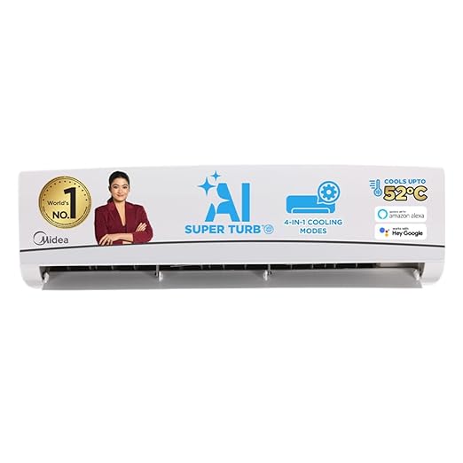 Midea 1.5 Ton 3 Star, AI Smart Wi-Fi Inverter Split AC (100% Copper, Convertible 4-in-1 Cooling at 52, HD PM2.5 Filter, SANTIS NEO DLX (Wi-Fi), MAI18SD3R35W0,White)