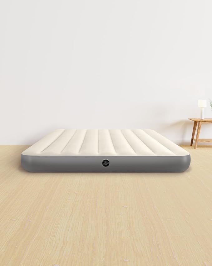 Toy Imagine Polyvinyl Chloride (PVC) Inflatable Air Mattress Queen Size (Inflated Dimensions: 60" x 80" x 10") | Durable, Comfortable, and Portable for Camping, Travel, and Home Use (Beige and Grey)