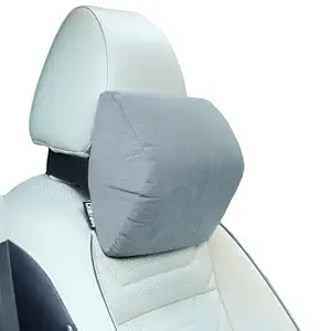 CareFoam Ultimate Memory Foam Car Neck Rest Pillow, Comfortable Rides, Superior Neck Support Cushion, Relieves Neck Pain, Grey Velvet Cover | 14 x11 x5 Inch | Small Pack of 2