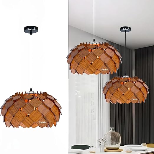 Wooden Ceiling lamp Hanging Light Pendant lamp for Lights Wooden Pendant Pandent Hanging Lamp for Lampshade Office,Home,Restaurant,Hotel,Room Decor (Bulb not Included)