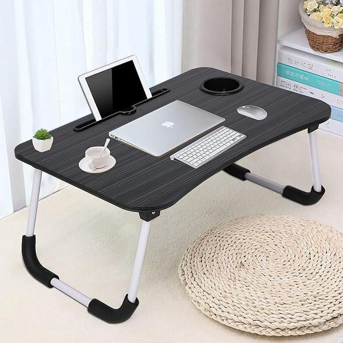 Study Table/Bed Table/Foldable and Portable Wooden/Writing Desk for Office/Home/School (Black)