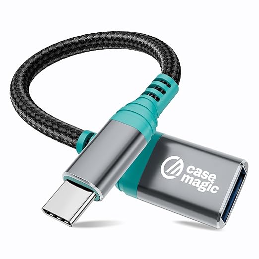 USB A 3.0 Female to USB C OTG Adapter Converter Cable | 15W Fast Charging, 5Gbps Data Speed, Nylon Braided, Aluminum Shell for Smartphones, Laptops, Tablets, MacBook & All Type C Devices