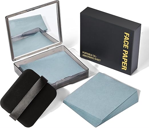 LERFOT Premium Natural Oil Blotting Sheets for Face - 1x100 Sheets Thick Blotting Paper for Oily Skin - Dispensable Portable Pack - Reduce Skin Acne - Makeup Friendly (Compact Box Charcoal)