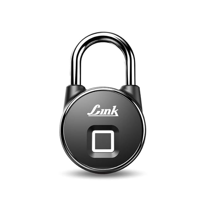 Link Smart Bio-Touch Fingerprint Padlock, Rechargeable Li-ion Battery, Water & Dust Resistant, 8MM High Strength Shackle for Door, Bags, Suitcases, Bikes || 3 Year Domestic Warranty