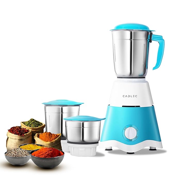 Cadlec Jarsphere 3 Jar Mixer Grinder | 500W High-Power Motor Juicer | Juicer, Blender & Mixer for Grinding, Blending & Juicing | Shockproof ABS Body | 2-Year Warranty