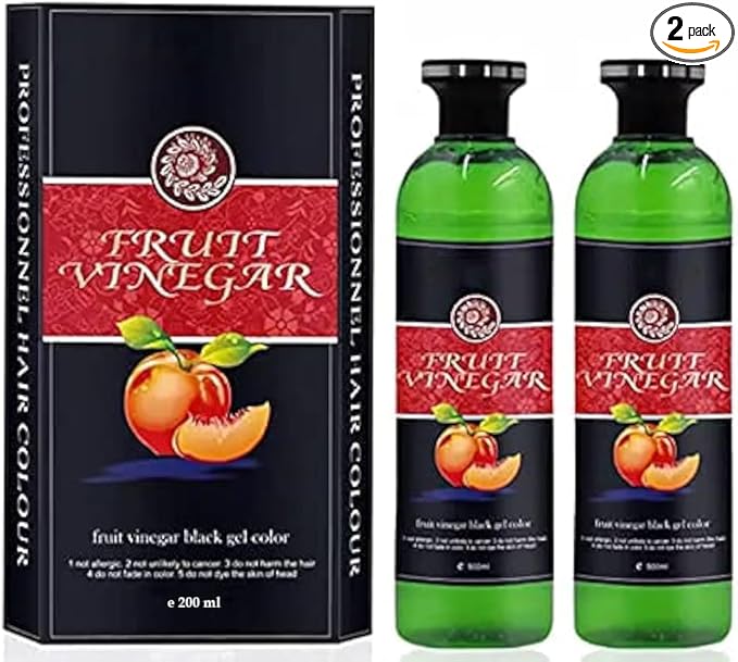 Fruit Vinegar Hair Dye Color for Both Men, Women, Natural & Ammonia Free Color Dye (Black, A/B 100 Ml) (Natural, 1)