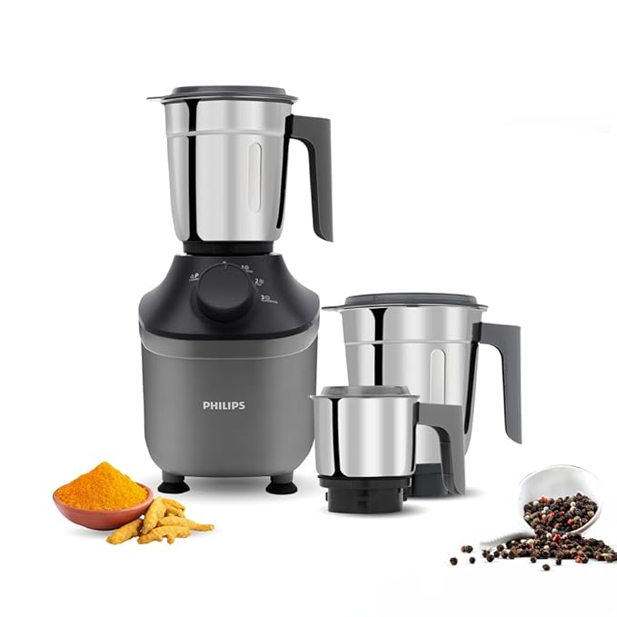 Philips HL7770/00 Mixer Grinder, 800 Watt Powerful motor, 3 Jars, MicroGrind technology : Grind even 1 pepper; Choose Coarse, Fine, or Superfine for perfect textures every time