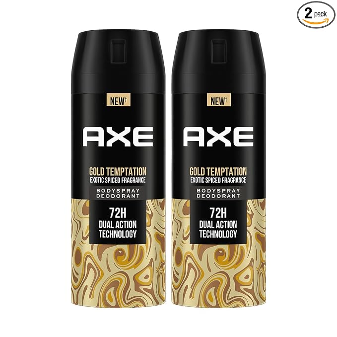 Axe Gold Temptation Long Lasting Deodorant Bodyspray For Men 150 ml, Pack of 2