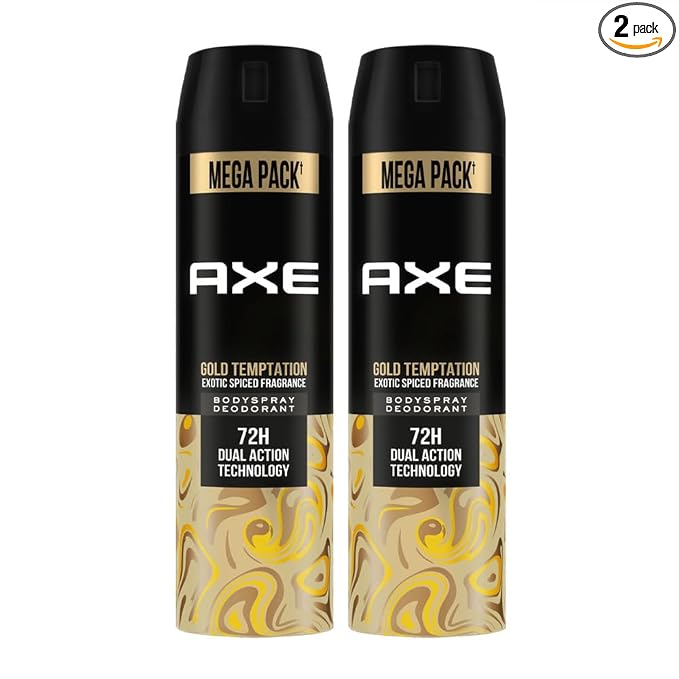 Axe Gold Temptation Long Lasting Deodorant Bodyspray For Men, 215ml, Pack of 2