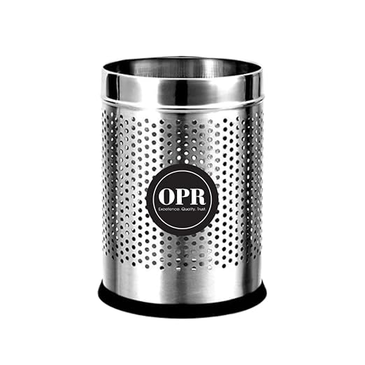 OPR 6 Ltr Stainless Steel Open Perforated Dustbin Without Lid| Waste Bin For Home, Bedroom, washrooms, Office, Kitchen, Bathroom| Perforated Dustbin- Silver| (7X11-6 LTR)