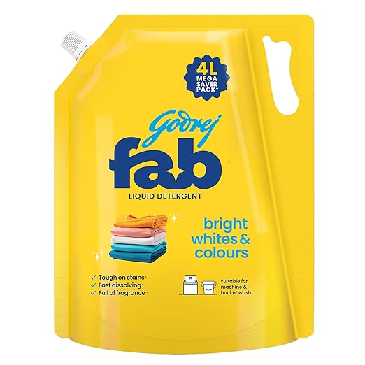 Godrej Fab Liquid Detergent Refill Pouch for Machine - 4 L