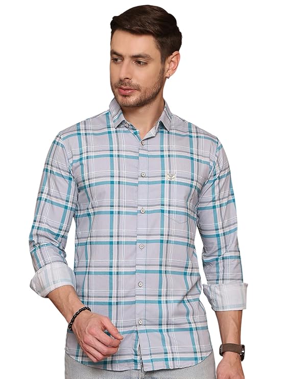 Majestic Man Comfort Slim Fit Pure Cotton Checked Casual Shirt
