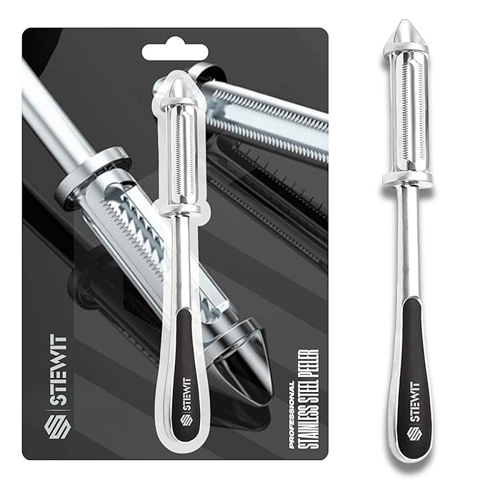 Stewit 3in1 Vegetable Peeler Fruit Peeler for Kitchen Multipurpose Peeler Versatile Vegetable Peelers for Salad Preparation (SS Peeler)