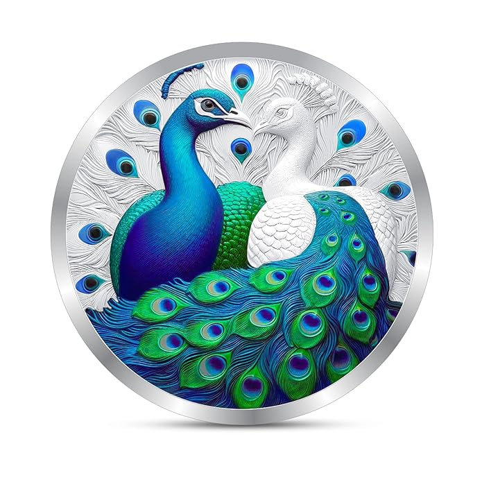 Precious Moments Peacock Rangoli Silver Coin 10 Gram | 20 Gram | 50 Gram | 100 Gram BIS Hallmarked 999 Purity with Gift Box by ACPL