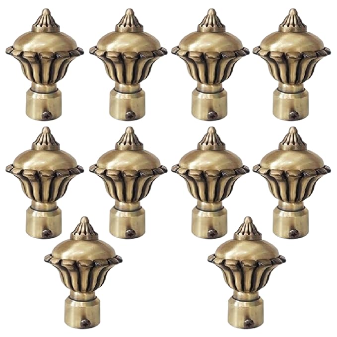 Arena Alloy zinc Round Curtain Brackets for Door and Window, Antique Finish Curtain Holders for Wall, Round Designer Window parda Holder rods Pocket finials Rod Fittings 1 inch Set 5 (Pcs10)