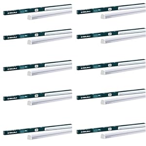 Bajaj 20W Cool Day Light LED Tubelight (Pack Of 10) | LED Tube Light For Home | IR Free | UV Free | Voltage Surge Protection Of 4 KV | Bright & Energy Efficient | White | 1 Yr Warranty