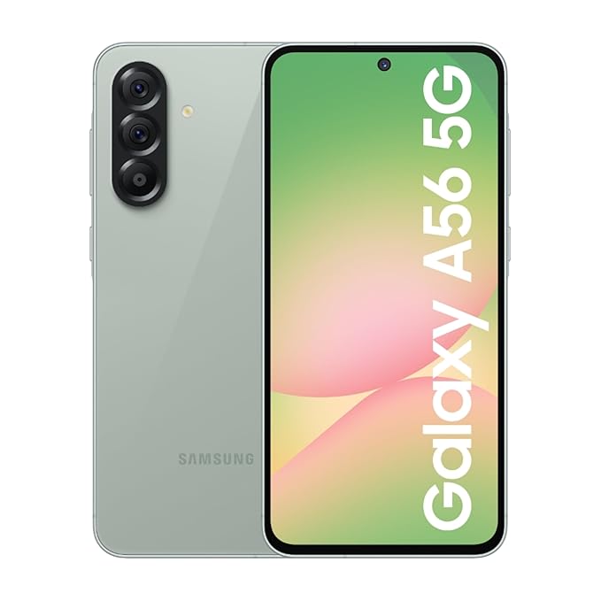 Samsung Galaxy A56 5G (Awesome Olive, 8GB, 128GB) | Metal Frame | Gemini Live | Awesome Intelligence (AI): Circle to Search, Instant Slo-Mo, Auto-Trim, Object Eraser | Flagship Grade Camera