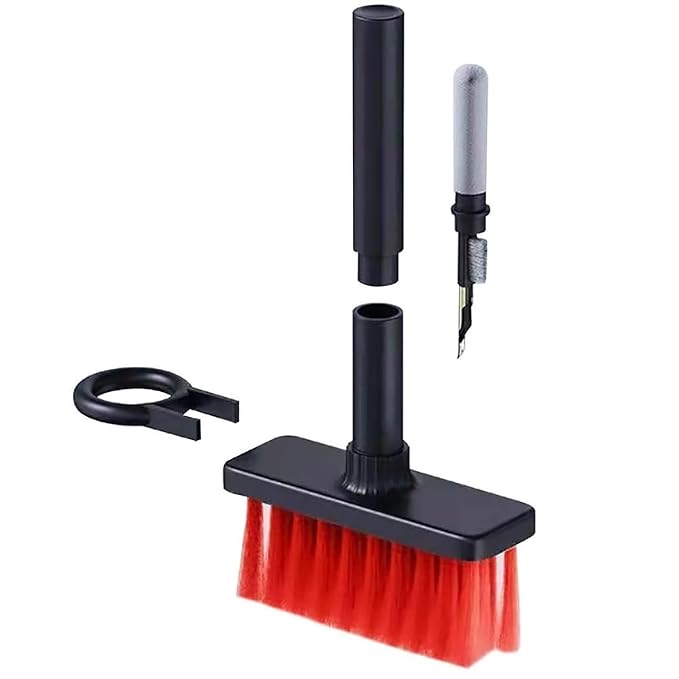 GLUN® Desktop Portable 5 in 1 Cleaning Brush, Multi-Purpose Cleaning Tool, Keyboard Brush, TWS Cleaner, Key Puller, Metal Pen Tip, Nylon High Density Brush