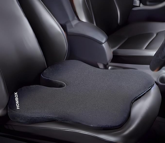 HOMBOX Car Wedge Seat Cushion | Memory Foam Cushion with Coccyx Tailbone Cutout | Relieves Hip Pain & Tailbone Pain, Lower Back Pain I Black