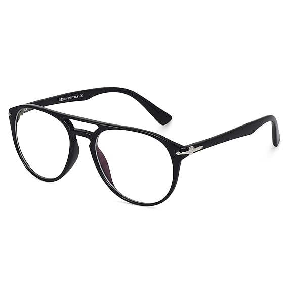 Dervin Zero Power Computer Bluelight Blocking Glasses For Men and Women | Blue Cut Computer Glasses | Full Rim Pilot Shape Glasses | Anti Glare, Lightweight & Blocks Harmful Rays