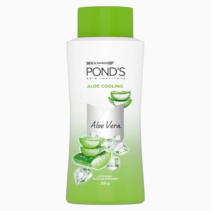 POND'S Aloe Cooling Powder, 200g, for Instant Cooling and Refreshing Relief in Summer, with 100% Aloe Extract, 3X Cooling Effect, Long-Lasting Fragrance