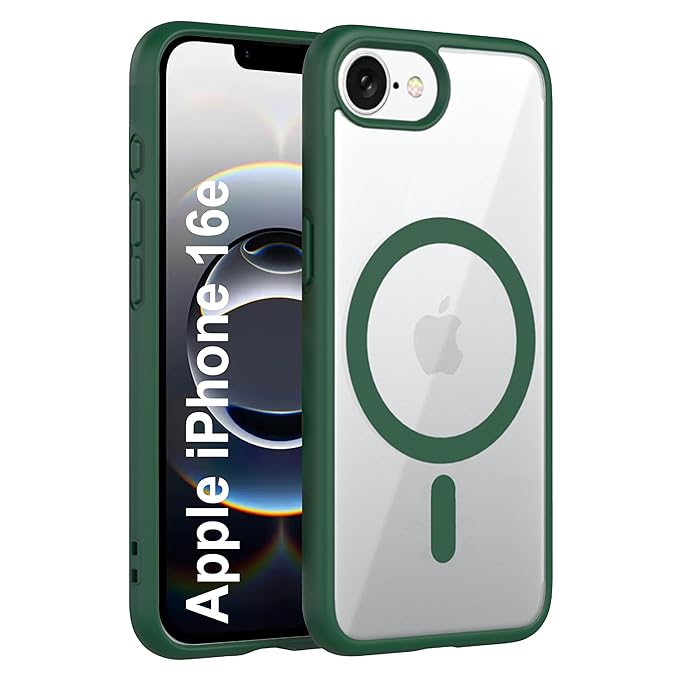 amazon basics Back Case Cover for iPhone 16e | Compatible for iPhone 16e Back Cover | Scratch-Resistant Back Case Cover | Forest Green