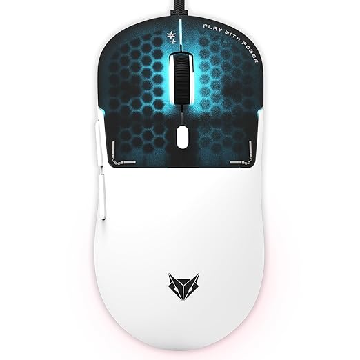 EvoFox Phantom Air Ultra Lightweight Gaming Mouse | Upto 1000Hz Polling Rate, 7000 FPS, 12800 DPI | Honeycomb RGB Lighting | Fully Programmable with Windows Software & On-Board Memory | White