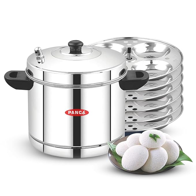 PANCA Idli Maker 6 Plates 24 Idli Maker Stainless Steel, Idly cooker/Idly Maker (24 Idlies) (24 IDLI BIG)