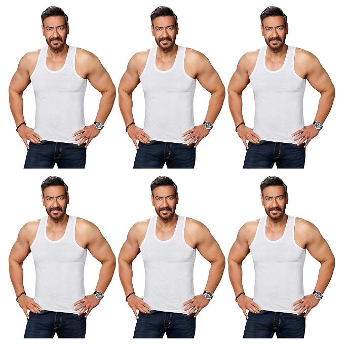 Amul Comfy Men's Vest | 100% Cotton Single Jersey Fabric | U Neck Sleeveless Innerwear | Ultra Soft Hand Feel | Seamless Body | Superior Comfort Color May Vary (Pack of 6)