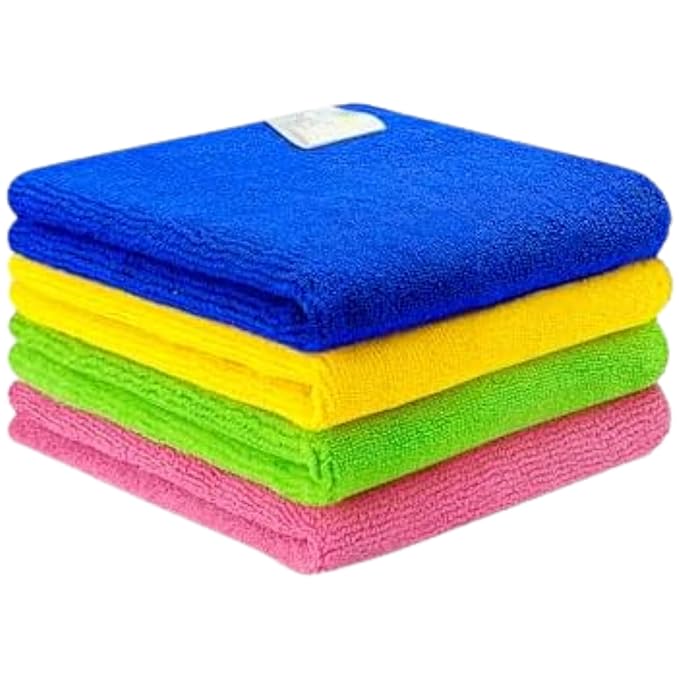 Microfiber Towel for Car Cleaning 500 GSM (Pack of 3)- Micro Fiber Cleaning Towel, Cloth for Dusting Washing & Mirror Glass Cleaning, Microfibre Cloth for Drying & for Car Detailing (3 Colors)