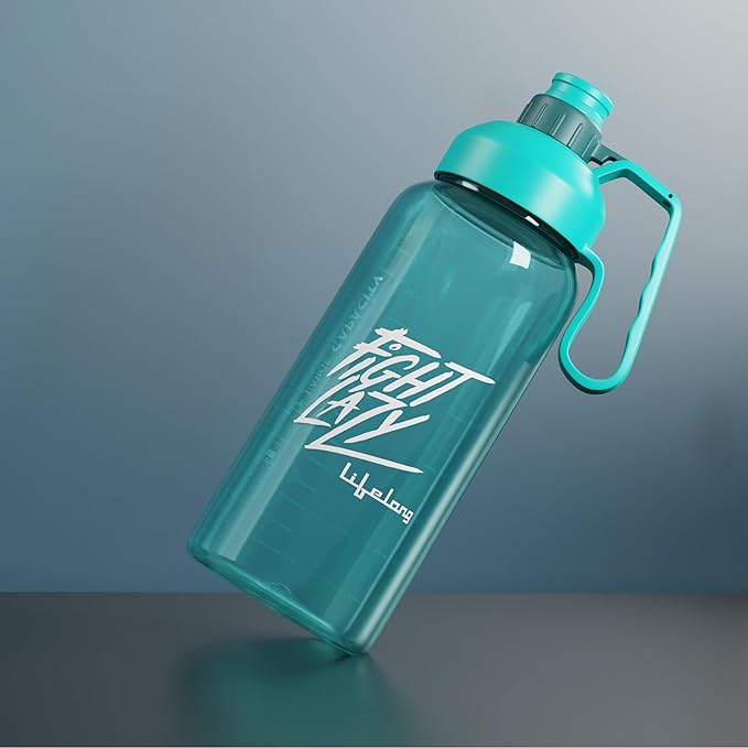 Lifelong Plastic Gallon Bottle for Men | 1.8 Litre BPA-Free Water Bottle Office & Home |Large Capacity Gym Bottle| Leak-Proof LID | Motivational Gym Gallon Bottle for Men & Women (Blue)