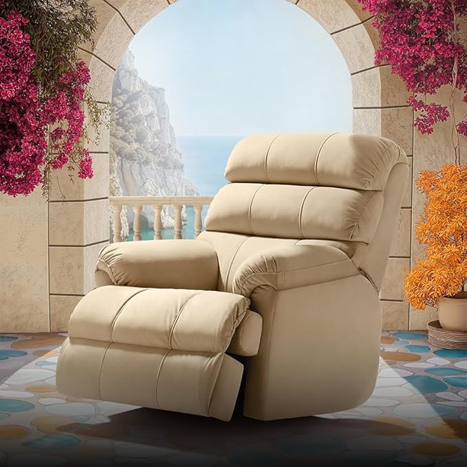 Duroflex Avalon Posture Pro Single Seater Leatherette Motorized Rocking & Rotating Recliner | 1 Year Warranty | Pocket Spring Support | 2 Zone Backrest | 270p Rotation - Beige