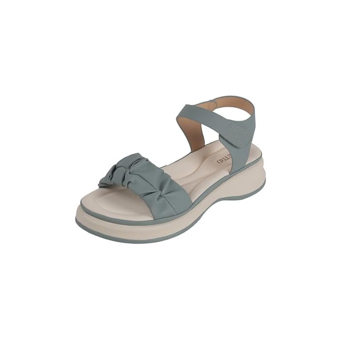 Metro Women's Chic Ruched Faux Leather Ankle-Strap Sandals for All-Day Comfort