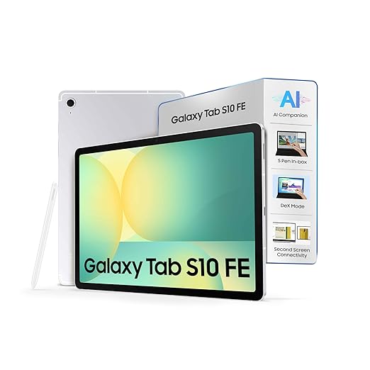 Samsung Galaxy Tab S10 FE [Smartchoice], S Pen in-Box, 27.7 cm (10.9 inch) Display, AI Writing, Desktop Mode, Pre Loaded Pro Apps, 8 GB RAM, 128 GB Storage, Wi-Fi Tablet, Silver
