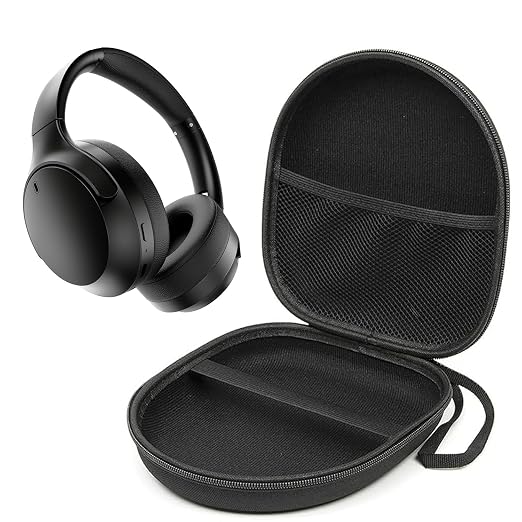 Sounce Portable Carrying Case Cover for Boult Newly Launched Q Over-Ear Bluetooth Headphones | Hard EVA Travel Storage Case with Shockproof, Waterproof, andPremium Protective Cover  -  Black