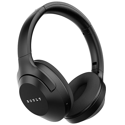 Boult Newly Launched Flex On Ear Bluetooth Headphones with 80H Playtime, 40mm Bass Drivers, Zen" ENC Mic, Type-C Fast Charging, Bluetooth 5.4, AUX Option, 60ms Low Latency, IPX5 (Jet Black)
