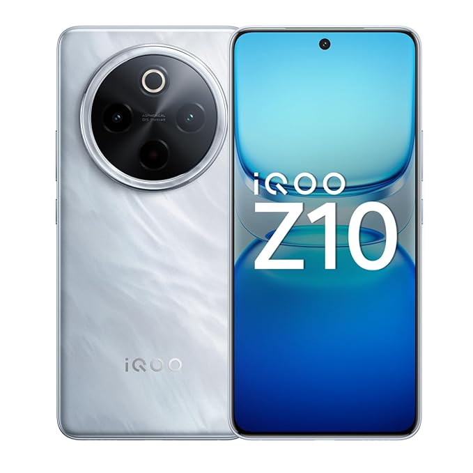 iQOO Z10 5G (Silver, 8GB RAM, 128GB Stroage) | India's Biggest Ever 7300 mAh Battery | Snapdragon 7s Gen 3 Processor | Brightest Quad Curved AMOLED Display in The Segment