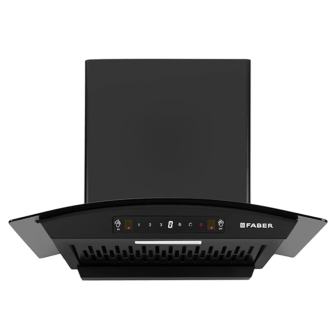 Faber 60 cm 1200 m³/hr Autoclean Curved Chimney| Black Filterless with Oil Collector |8 Yrs Motor & 2Yrs Comprehensive Warranty by Faber | Touch & Gesture Control | Hood Venice IN HC SC FL BK 60