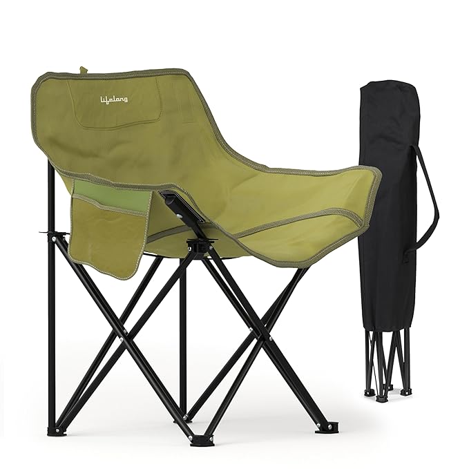 Lifelong Foldable Camping Chair | Lightweight & Durable Oxford Cloth | Compact Design | Side Pockets | Portable Folding Chair for Home, Indoor & Outdoor  -  Traveling, Hiking, Fishing, Picnics & Beach